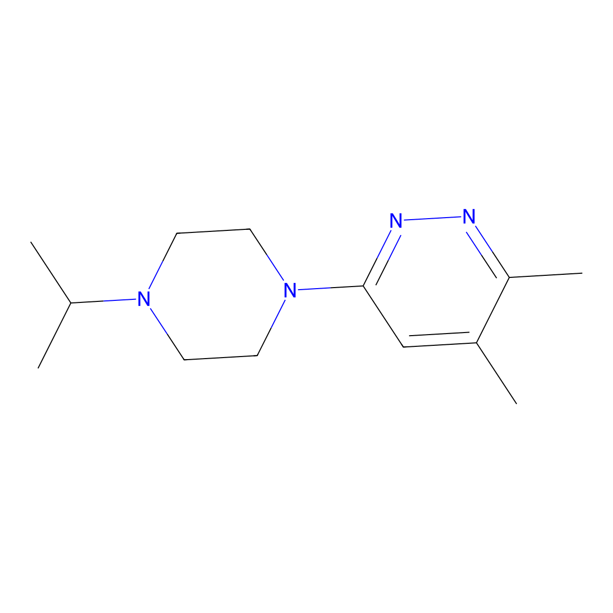 3,4-Dimethyl-6-[4-(propan-2-yl)piperazin-1-yl]pyridazine molecular structure, CAS 2741910-81-4