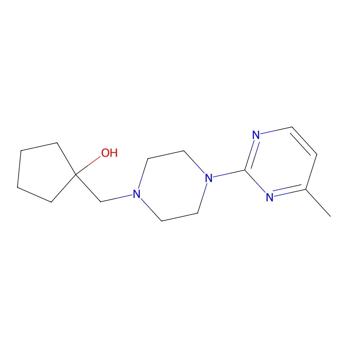 1-{[4-(4-Methylpyrimidin-2-yl)piperazin-1-yl]methyl}cyclopentan-1-ol molecular structure, CAS 2741910-83-6