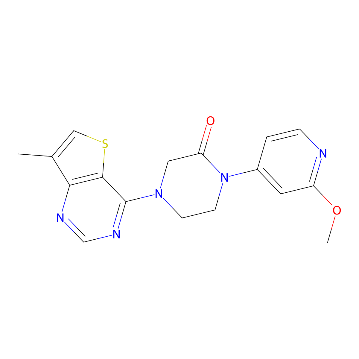 1-(2-Methoxypyridin-4-yl)-4-{7-methylthieno[3,2-d]pyrimidin-4-yl}piperazin-2-one molecular structure, CAS 2741910-93-8