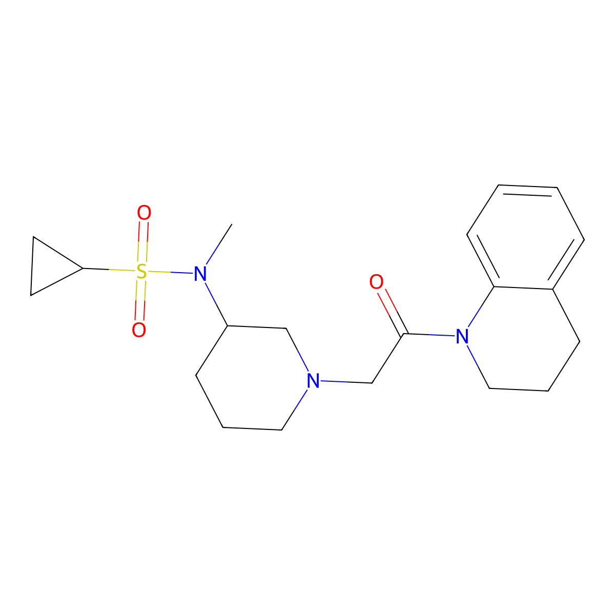 N-methyl-N-{1-[2-oxo-2-(1,2,3,4-tetrahydroquinolin-1-yl)ethyl]piperidin-3-yl}cyclopropanesulfonamide molecular structure, CAS 2741910-94-9