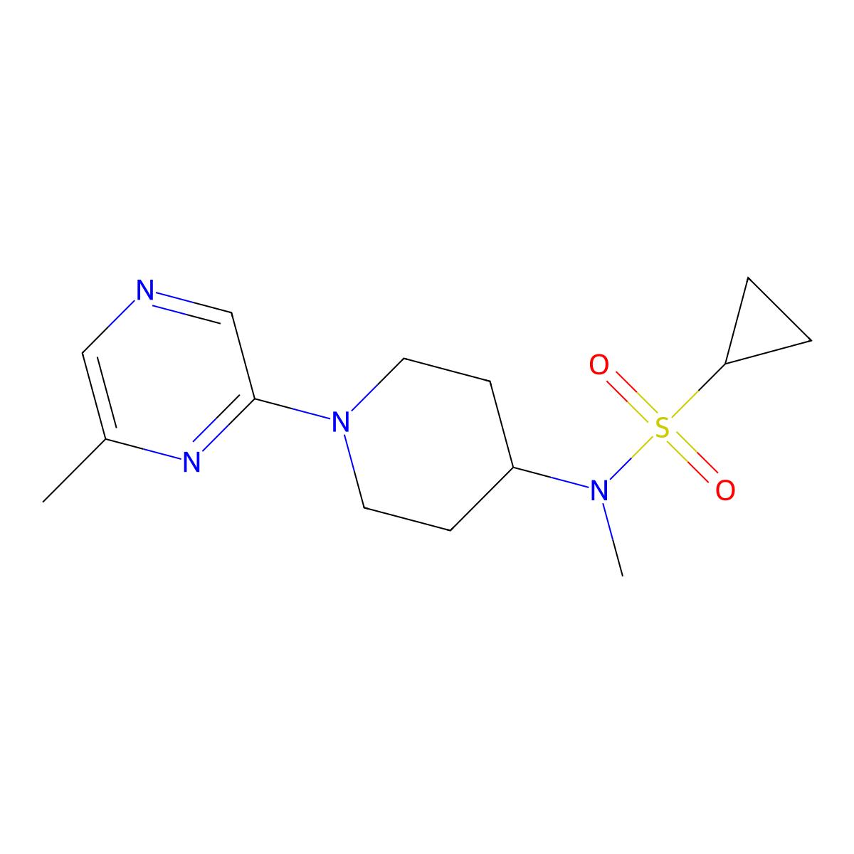 N-methyl-N-[1-(6-methylpyrazin-2-yl)piperidin-4-yl]cyclopropanesulfonamide molecular structure, CAS 2741910-95-0