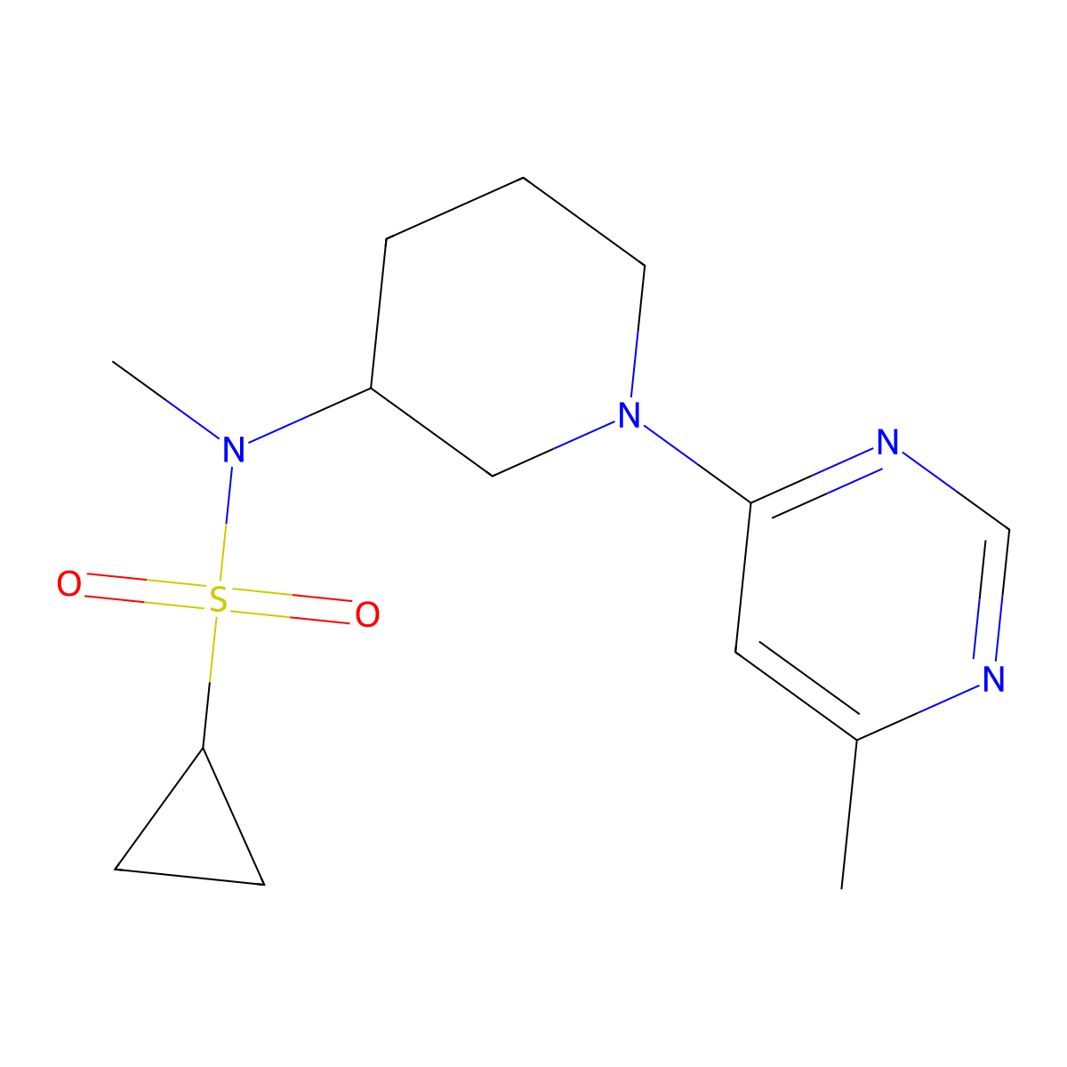 N-methyl-N-[1-(6-methylpyrimidin-4-yl)piperidin-3-yl]cyclopropanesulfonamide molecular structure, CAS 2741910-98-3