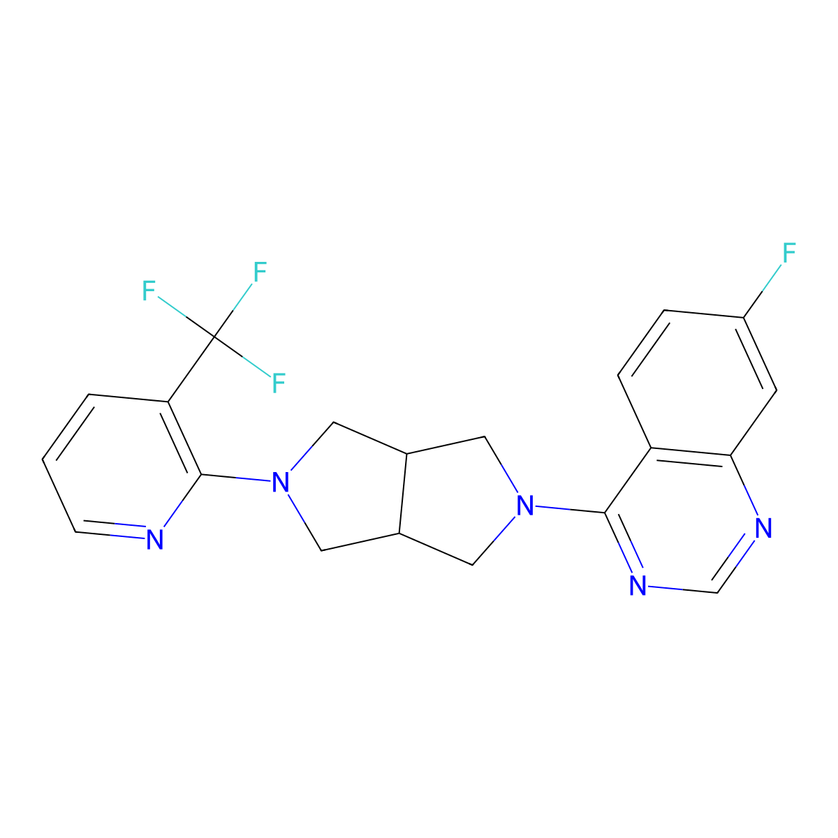 7-Fluoro-4-{5-[3-(trifluoromethyl)pyridin-2-yl]-octahydropyrrolo[3,4-c]pyrrol-2-yl}quinazoline molecular structure, CAS 2741911-00-0