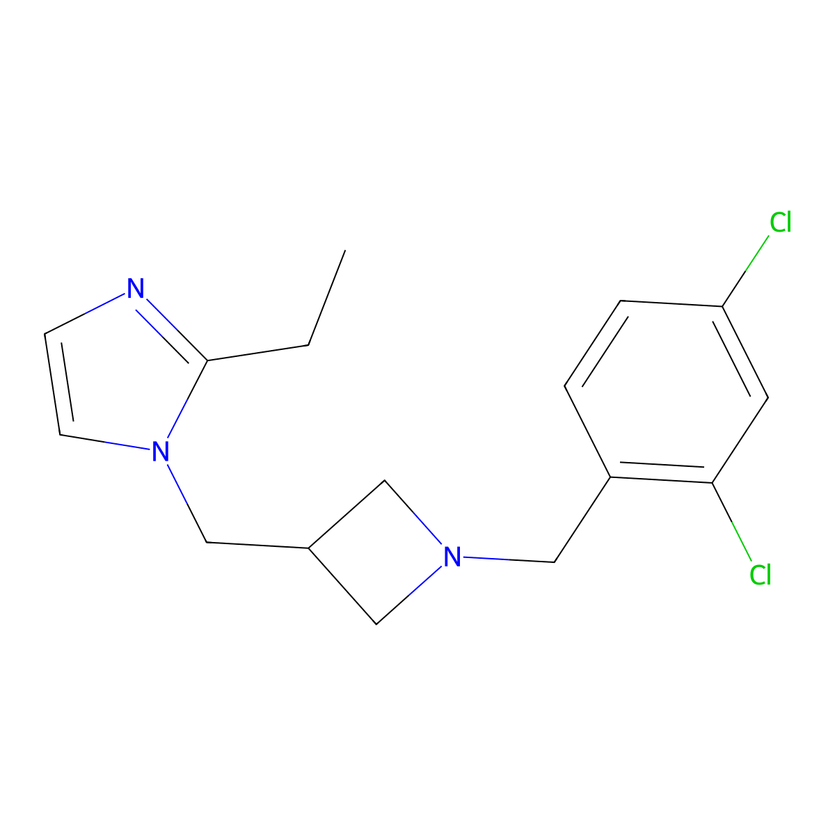 1-({1-[(2,4-dichlorophenyl)methyl]azetidin-3-yl}methyl)-2-ethyl-1H-imidazole molecular structure, CAS 2741911-05-5