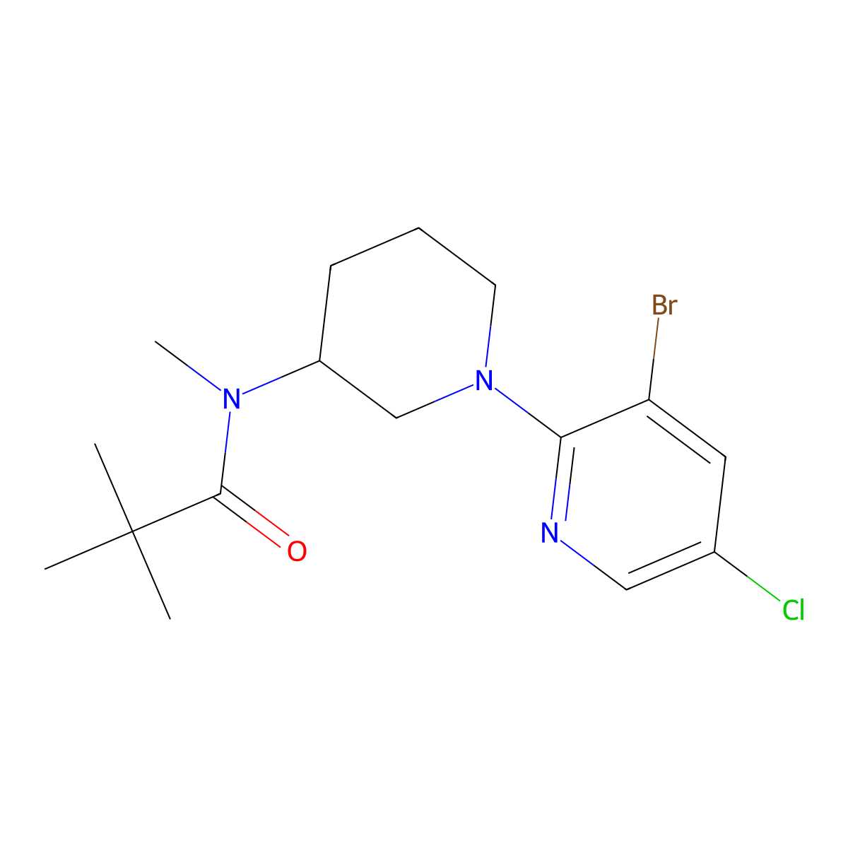 N-[1-(3-bromo-5-chloropyridin-2-yl)piperidin-3-yl]-N,2,2-trimethylpropanamide molecular structure, CAS 2741911-08-8
