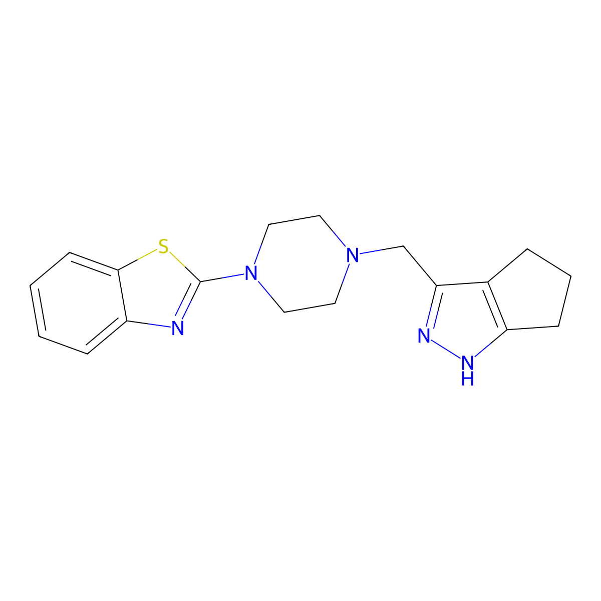 2-[4-({1H,4H,5H,6H-cyclopenta[c]pyrazol-3-yl}methyl)piperazin-1-yl]-1,3-benzothiazole molecular structure, CAS 2741911-10-2
