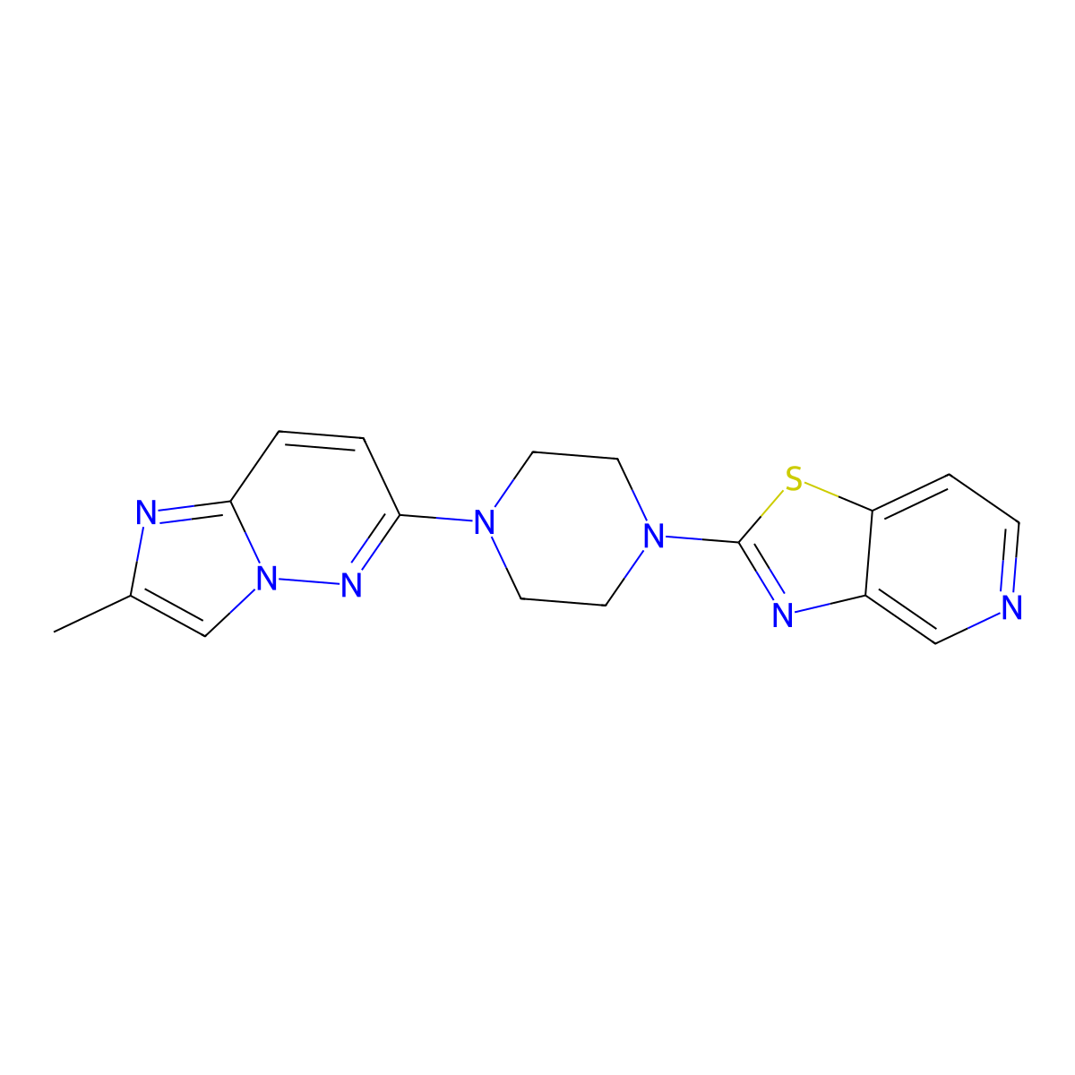 1-{2-Methylimidazo[1,2-b]pyridazin-6-yl}-4-{[1,3]thiazolo[4,5-c]pyridin-2-yl}piperazine molecular structure, CAS 2741911-11-3