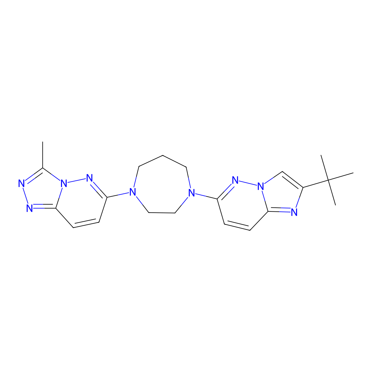1-{2-Tert-butylimidazo[1,2-b]pyridazin-6-yl}-4-{3-methyl-[1,2,4]triazolo[4,3-b]pyridazin-6-yl}-1,4-diazepane molecular structure, CAS 2741911-12-4