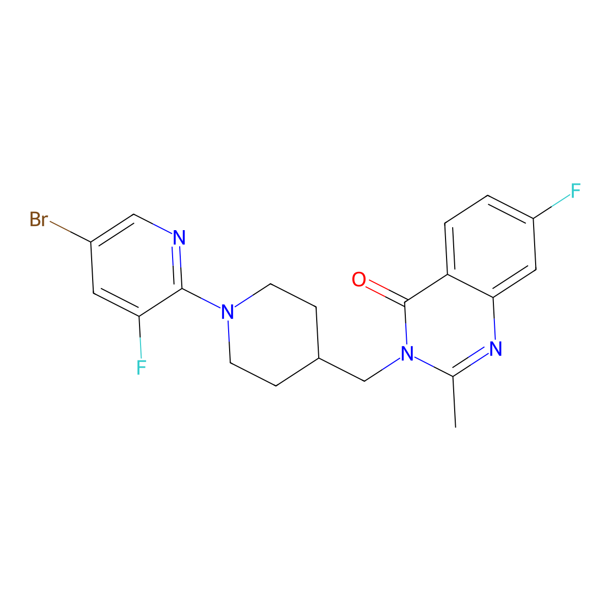 3-{[1-(5-Bromo-3-fluoropyridin-2-yl)piperidin-4-yl]methyl}-7-fluoro-2-methyl-3,4-dihydroquinazolin-4-one molecular structure, CAS 2741911-16-8