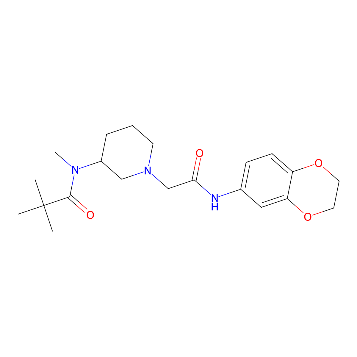 N-(1-{[(2,3-dihydro-1,4-benzodioxin-6-yl)carbamoyl]methyl}piperidin-3-yl)-N,2,2-trimethylpropanamide molecular structure, CAS 2741911-19-1