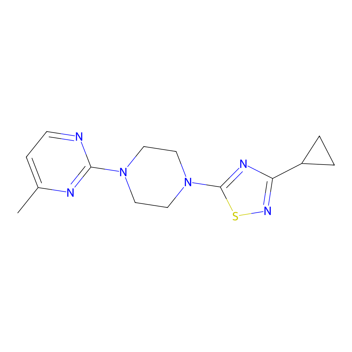 2-[4-(3-Cyclopropyl-1,2,4-thiadiazol-5-yl)piperazin-1-yl]-4-methylpyrimidine molecular structure, CAS 2741911-22-6