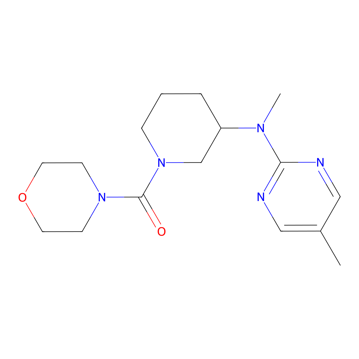 N,5-dimethyl-N-[1-(morpholine-4-carbonyl)piperidin-3-yl]pyrimidin-2-amine molecular structure, CAS 2741911-23-7