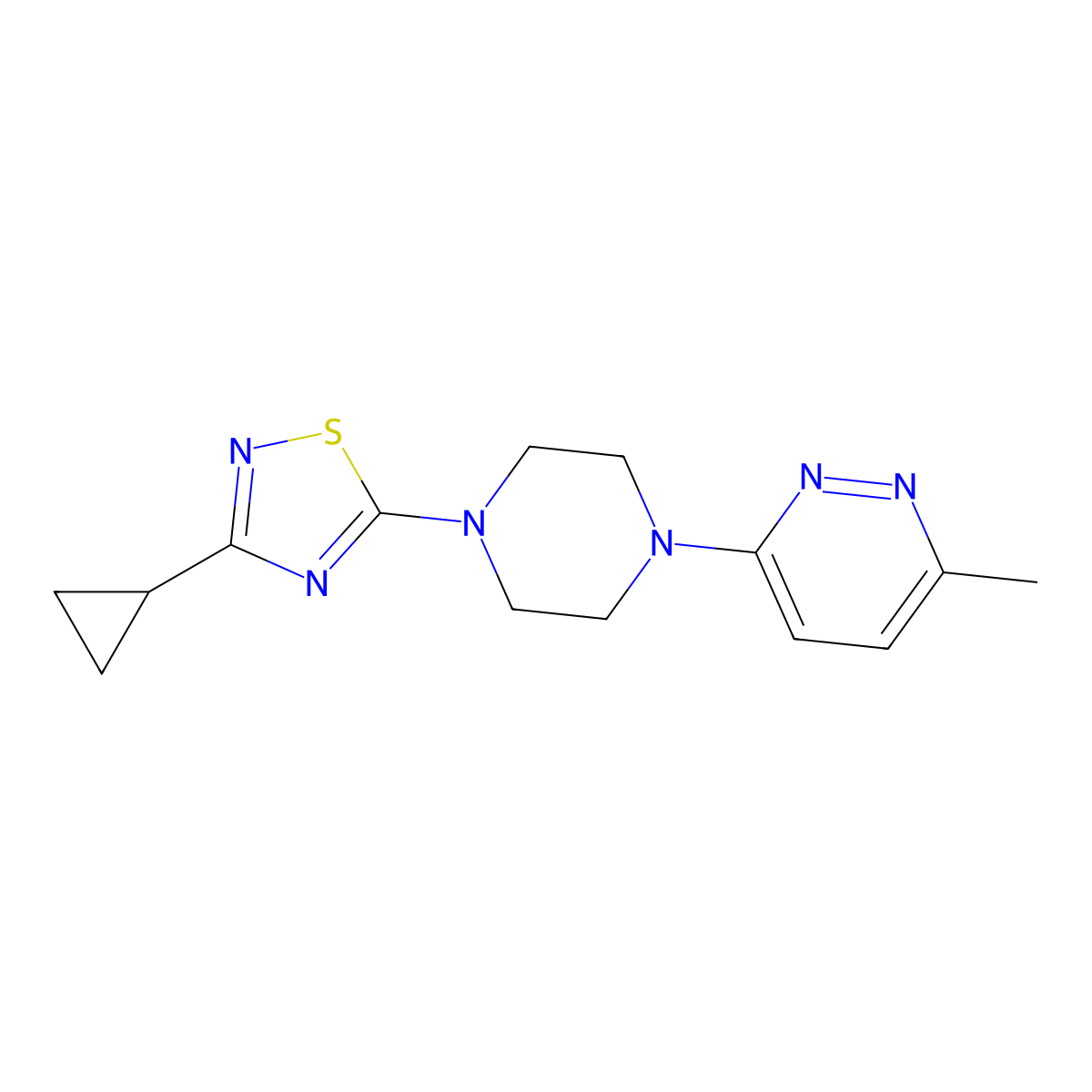 3-[4-(3-Cyclopropyl-1,2,4-thiadiazol-5-yl)piperazin-1-yl]-6-methylpyridazine molecular structure, CAS 2741911-24-8