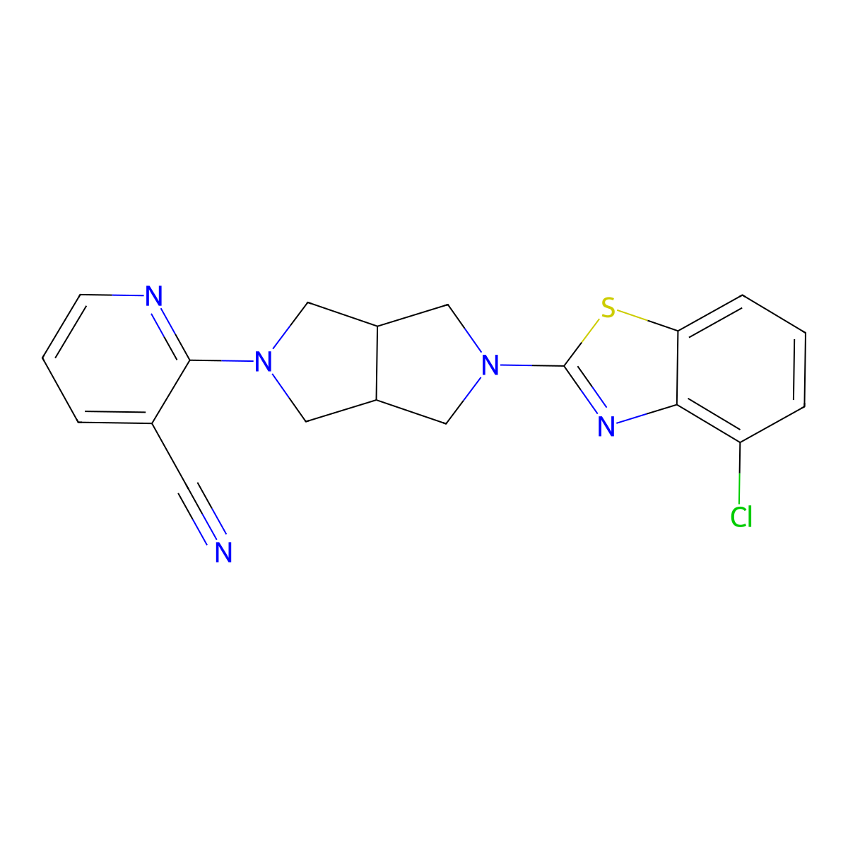 2-[5-(4-Chloro-1,3-benzothiazol-2-yl)-octahydropyrrolo[3,4-c]pyrrol-2-yl]pyridine-3-carbonitrile molecular structure, CAS 2741911-25-9