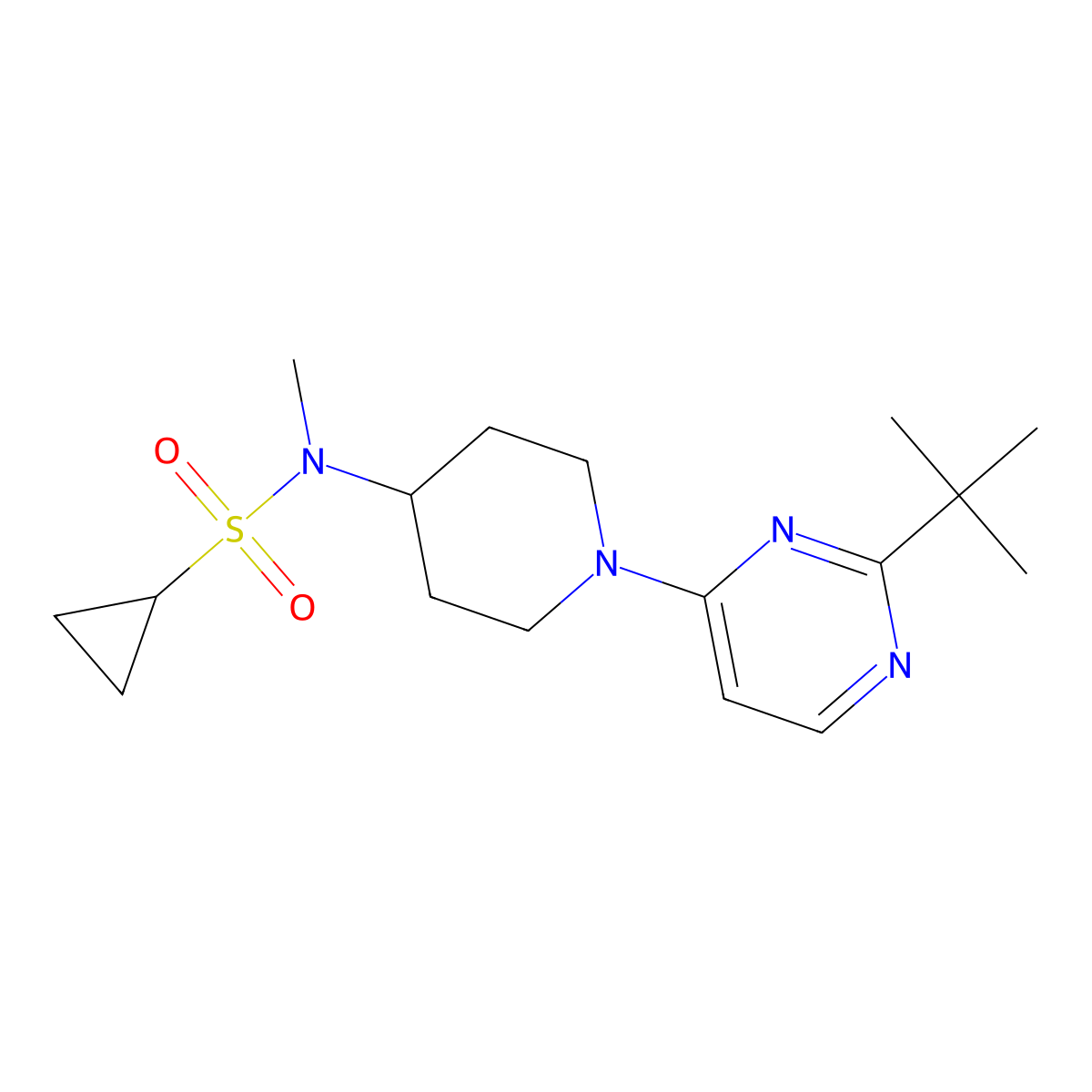 N-[1-(2-tert-butylpyrimidin-4-yl)piperidin-4-yl]-N-methylcyclopropanesulfonamide molecular structure, CAS 2741911-26-0