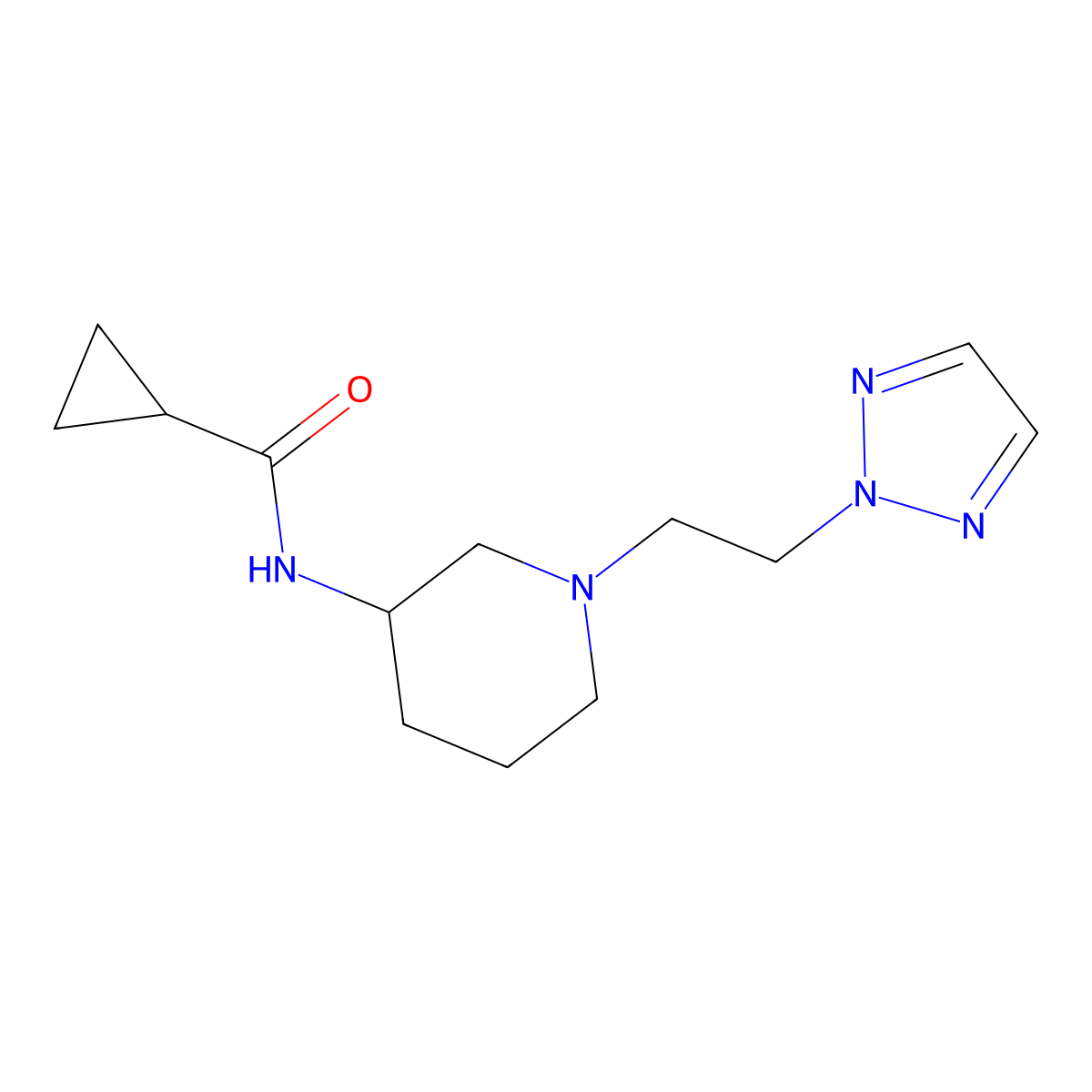 N-{1-[2-(2H-1,2,3-triazol-2-yl)ethyl]piperidin-3-yl}cyclopropanecarboxamide molecular structure, CAS 2741911-27-1
