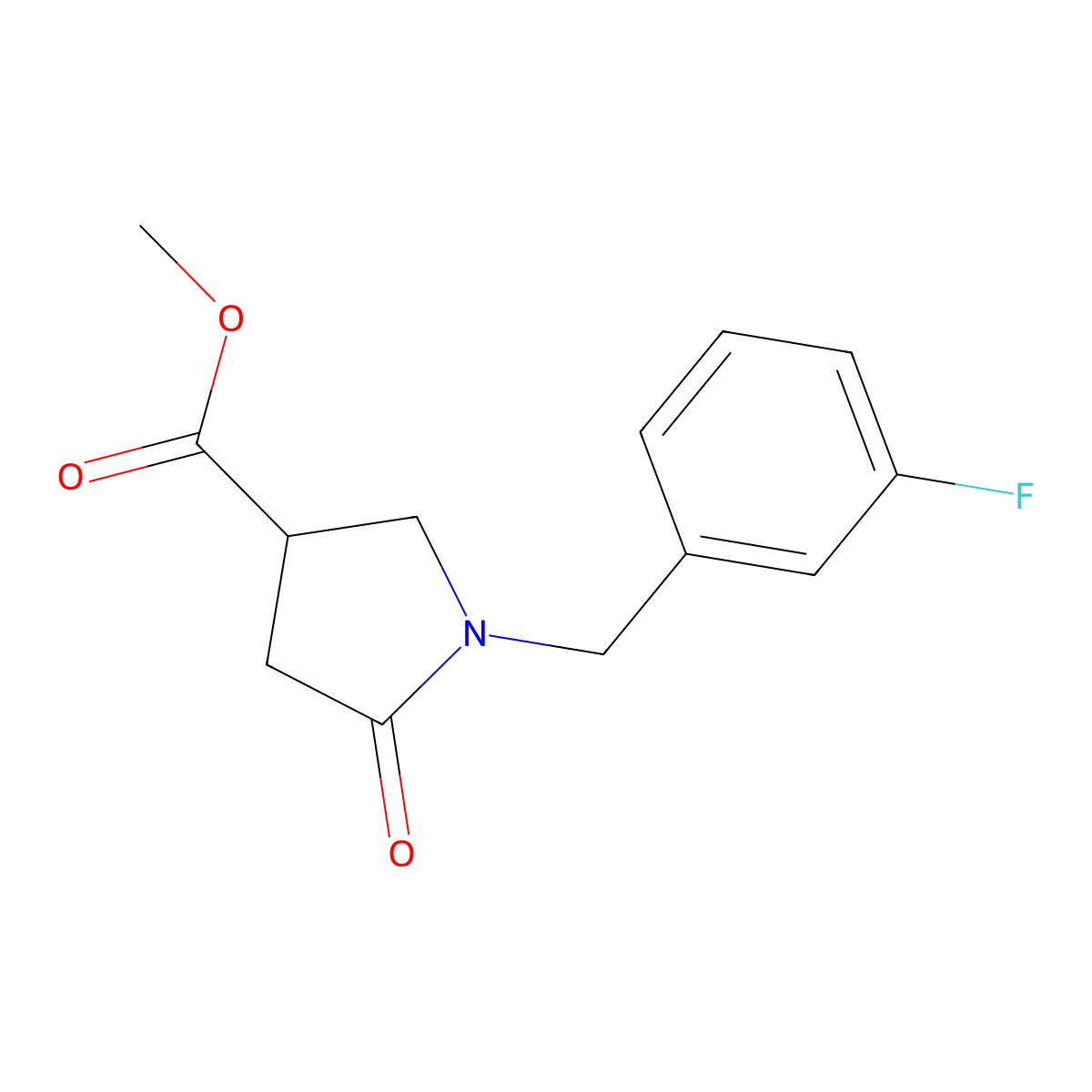 Methyl 1-[(3-fluorophenyl)methyl]-5-oxopyrrolidine-3-carboxylate molecular structure, CAS 2741911-28-2