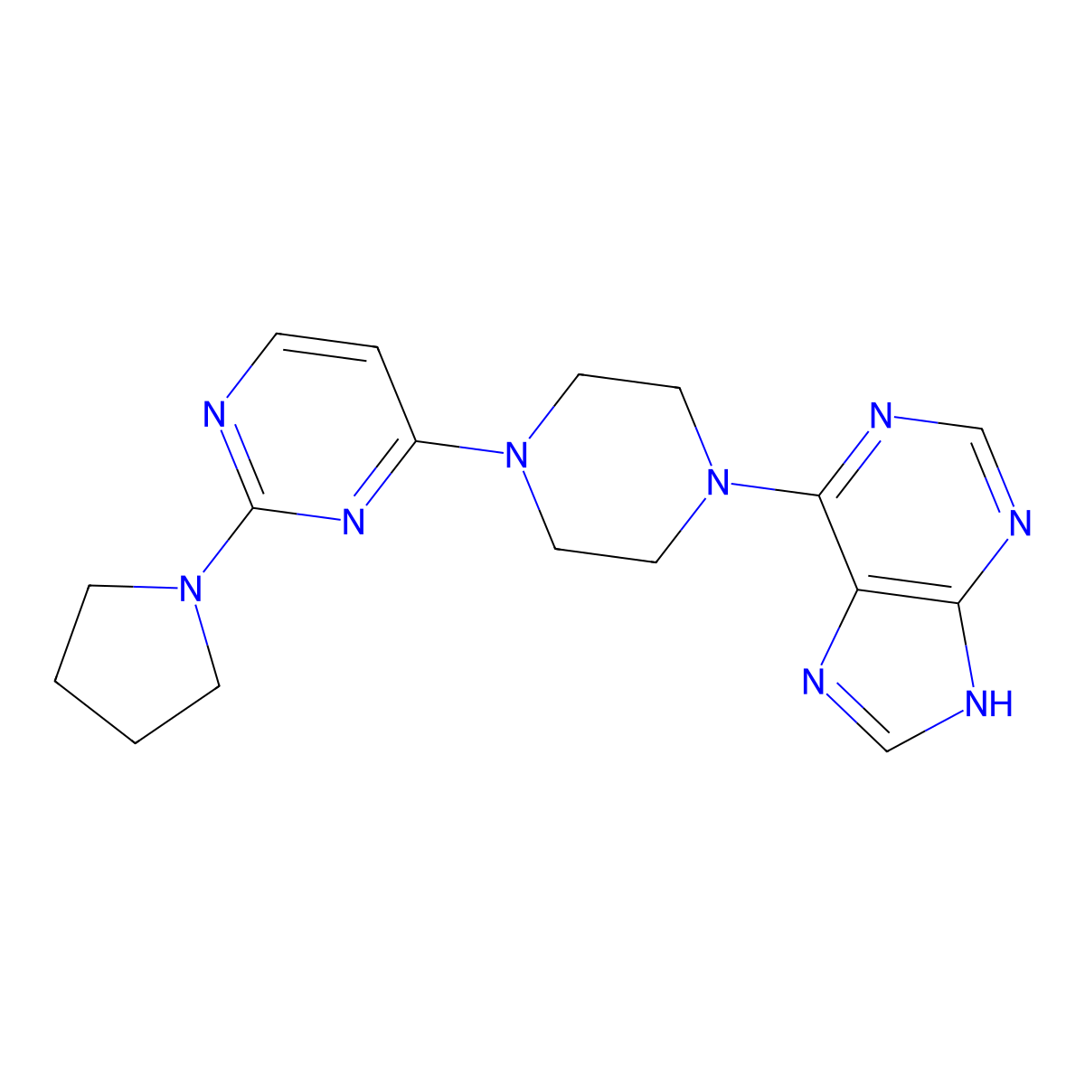 6-{4-[2-(pyrrolidin-1-yl)pyrimidin-4-yl]piperazin-1-yl}-9H-purine molecular structure, CAS 2741911-31-7