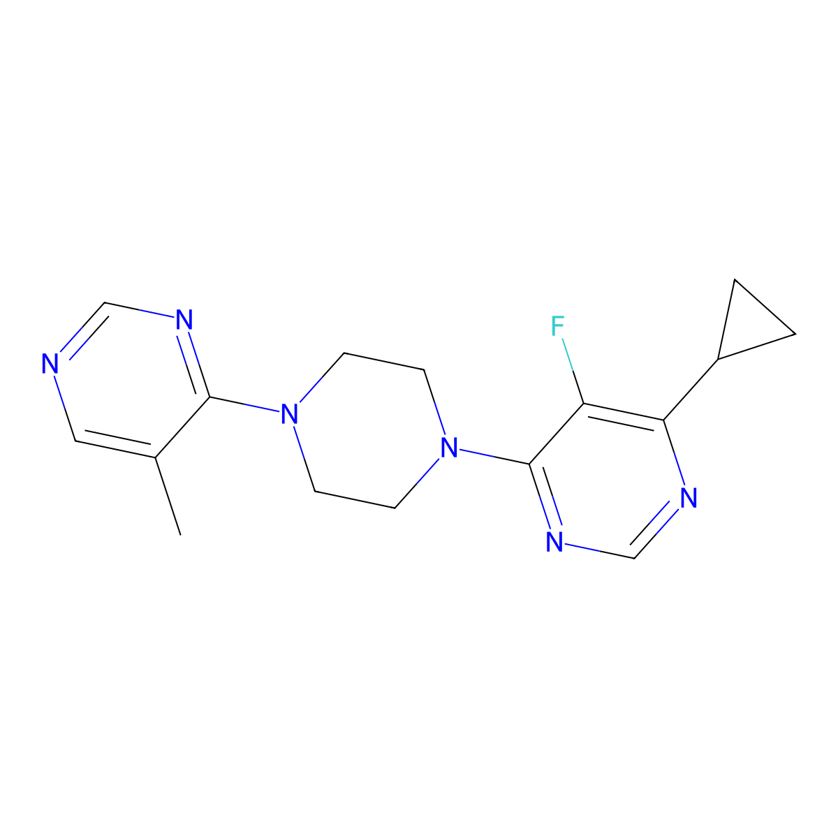 4-Cyclopropyl-5-fluoro-6-[4-(5-methylpyrimidin-4-yl)piperazin-1-yl]pyrimidine molecular structure, CAS 2741911-32-8