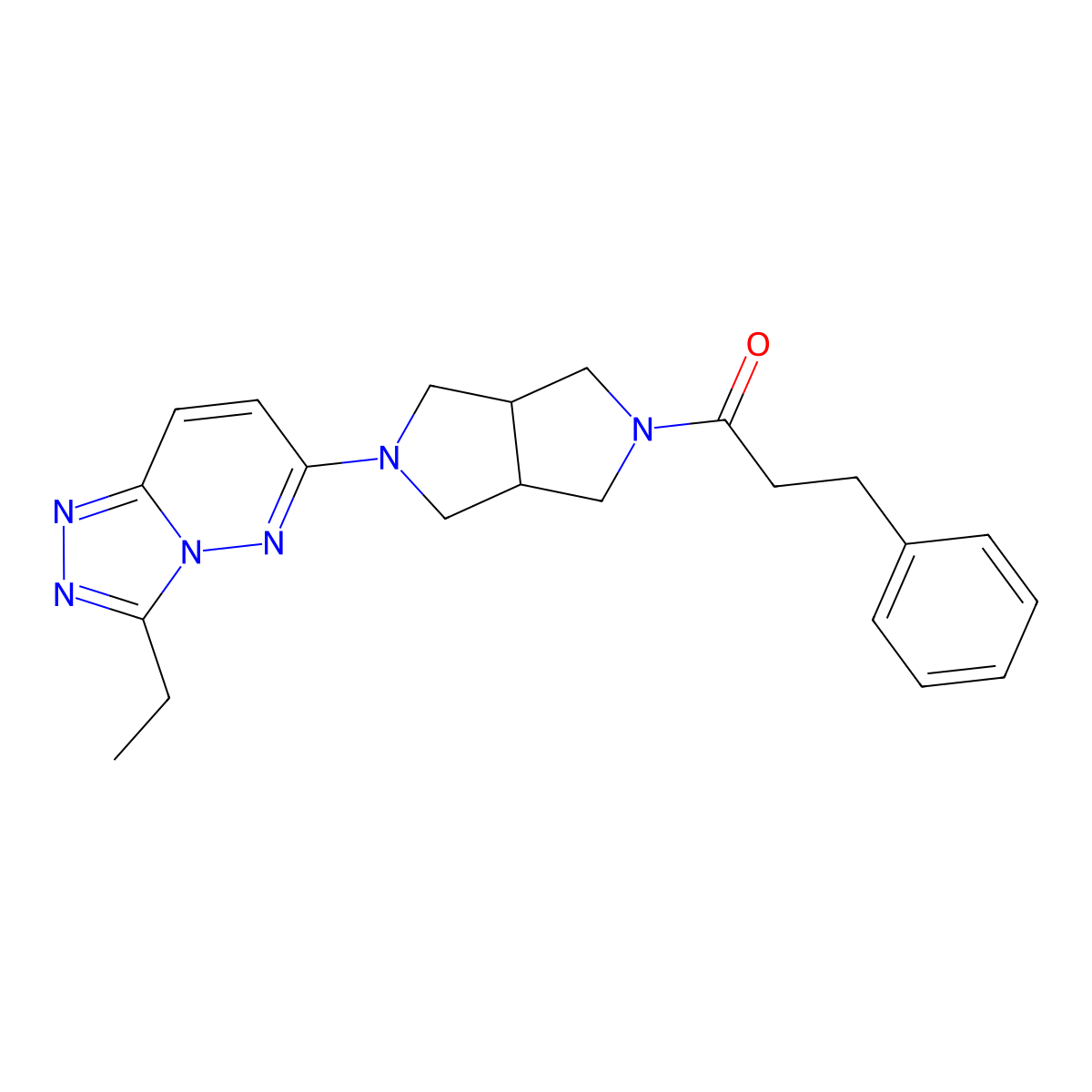 1-(5-{3-Ethyl-[1,2,4]triazolo[4,3-b]pyridazin-6-yl}-octahydropyrrolo[3,4-c]pyrrol-2-yl)-3-phenylpropan-1-one molecular structure, CAS 2741911-33-9