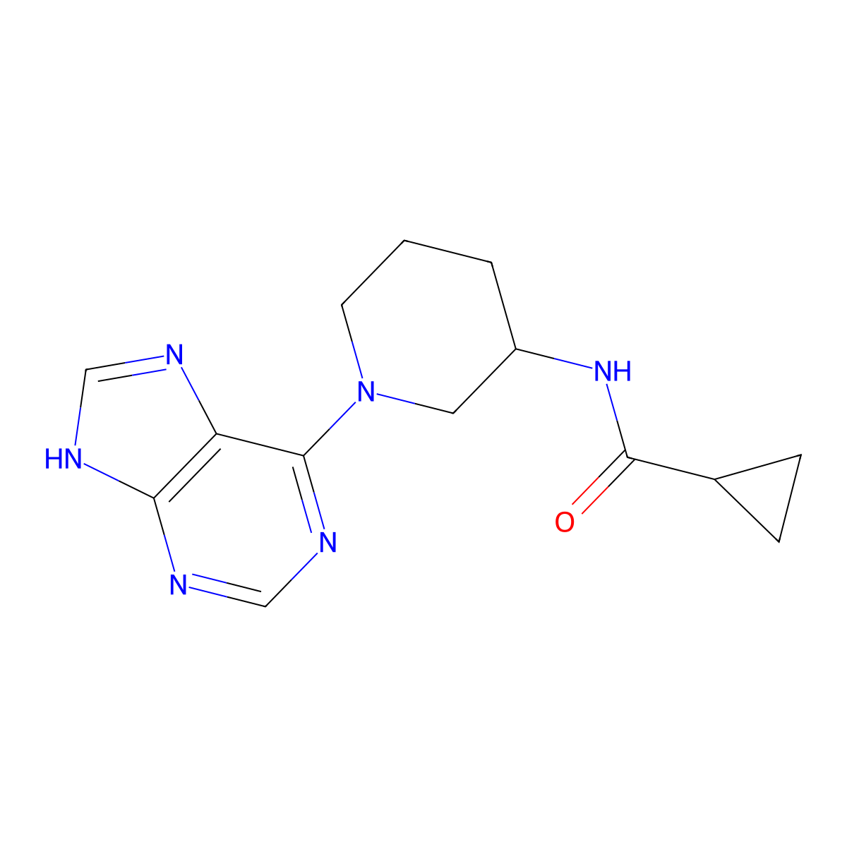N-[1-(9H-purin-6-yl)piperidin-3-yl]cyclopropanecarboxamide molecular structure, CAS 2741911-37-3