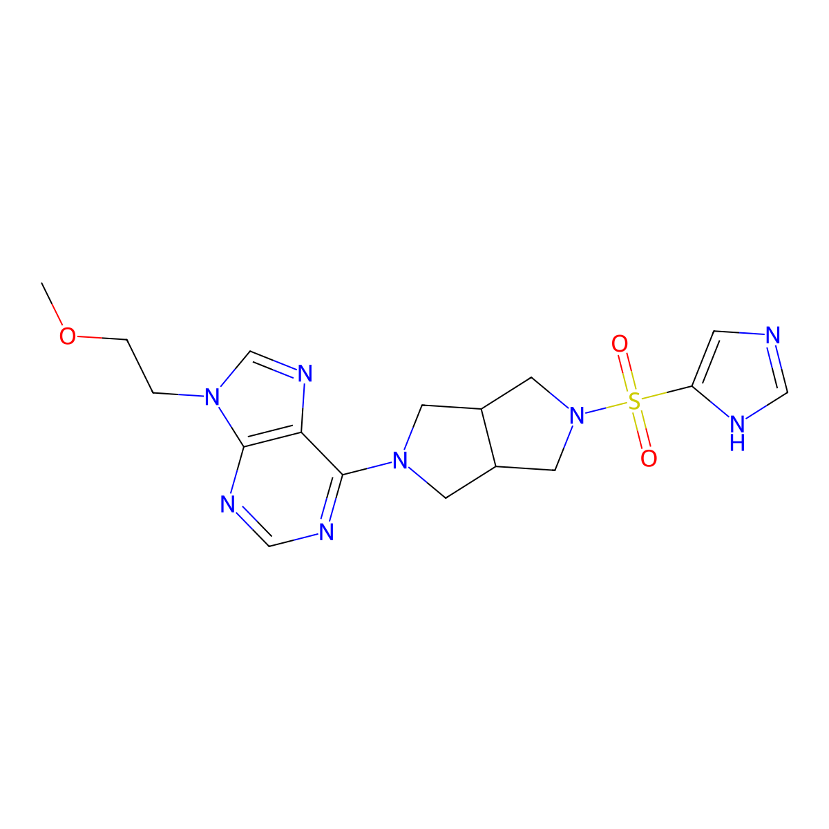 6-[5-(1H-imidazole-4-sulfonyl)-octahydropyrrolo[3,4-c]pyrrol-2-yl]-9-(2-methoxyethyl)-9H-purine molecular structure, CAS 2741911-41-9