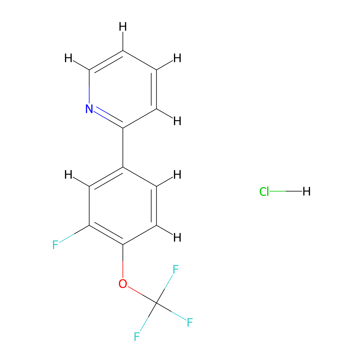 2-[3-Fluoro-4-(trifluoromethoxy)phenyl]pyridine hydrochloride molecular structure, CAS 2741911-42-0