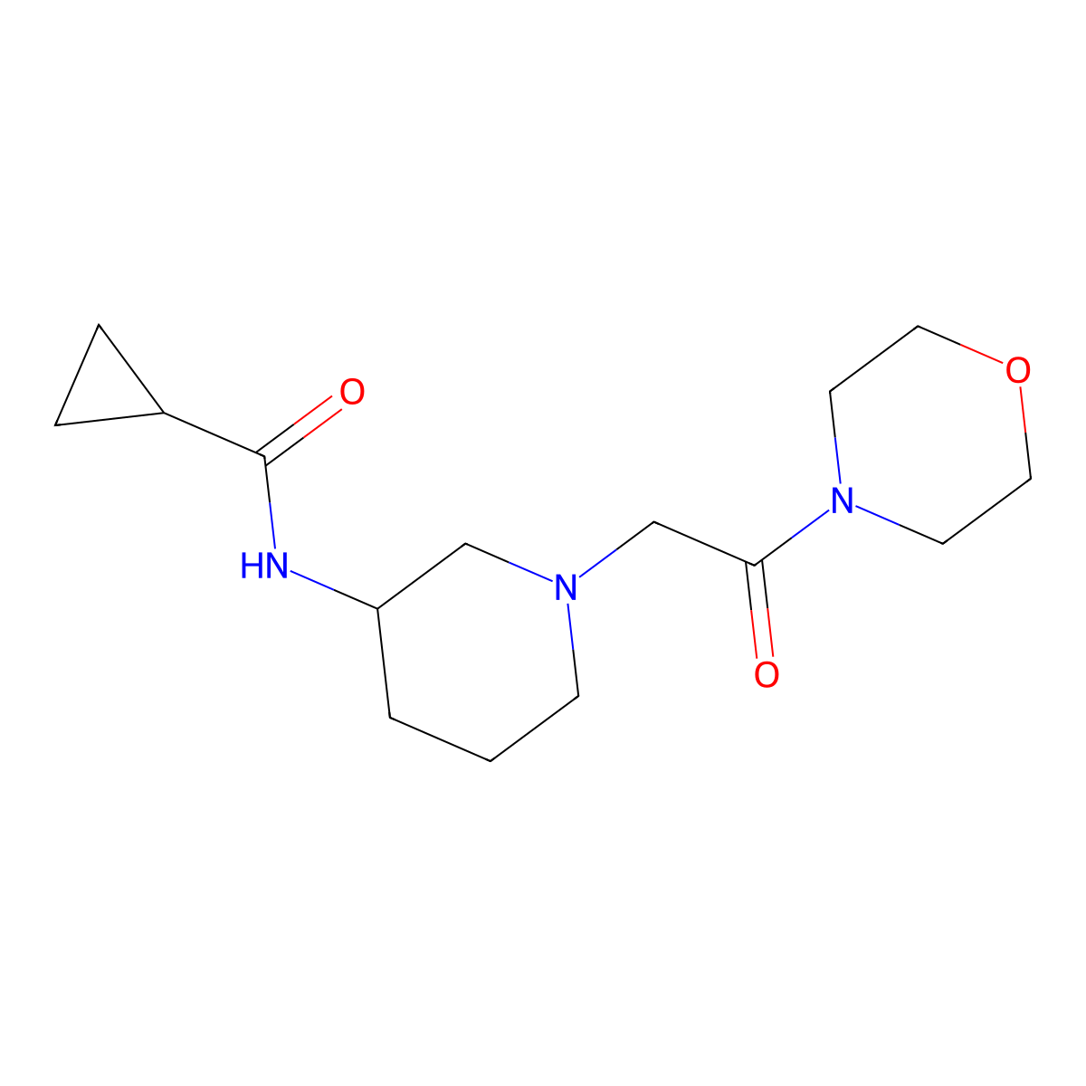 N-{1-[2-(morpholin-4-yl)-2-oxoethyl]piperidin-3-yl}cyclopropanecarboxamide molecular structure, CAS 2741911-44-2