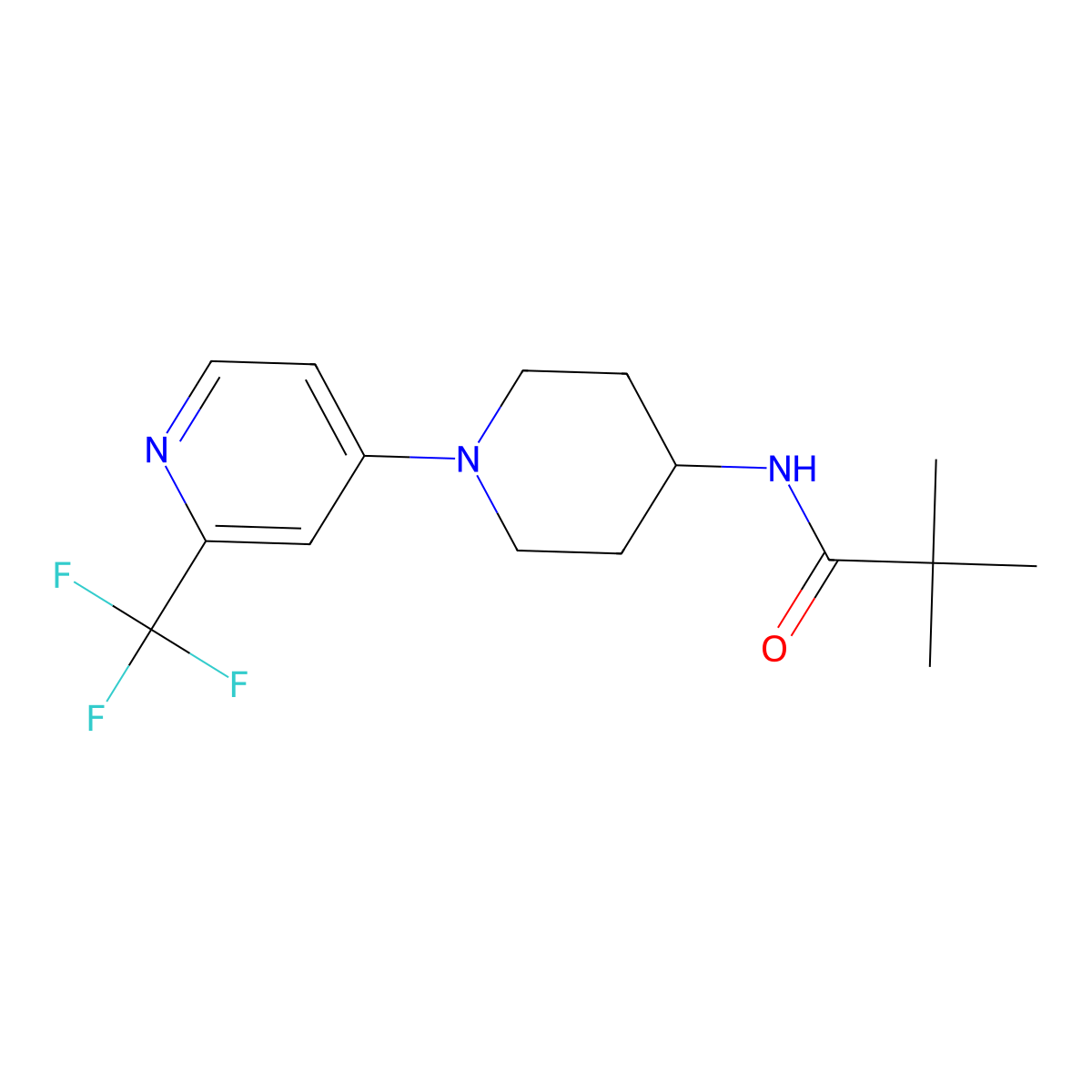 2,2-dimethyl-N-{1-[2-(trifluoromethyl)pyridin-4-yl]piperidin-4-yl}propanamide molecular structure, CAS 2741911-50-0