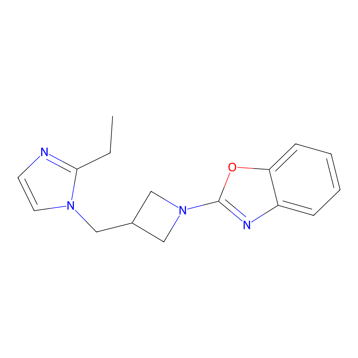 2-{3-[(2-ethyl-1H-imidazol-1-yl)methyl]azetidin-1-yl}-1,3-benzoxazole molecular structure, CAS 2741911-55-5