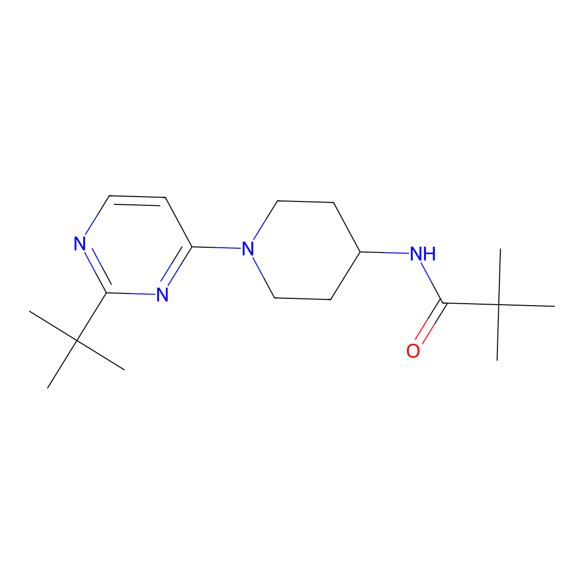 N-[1-(2-tert-butylpyrimidin-4-yl)piperidin-4-yl]-2,2-dimethylpropanamide molecular structure, CAS 2741911-56-6