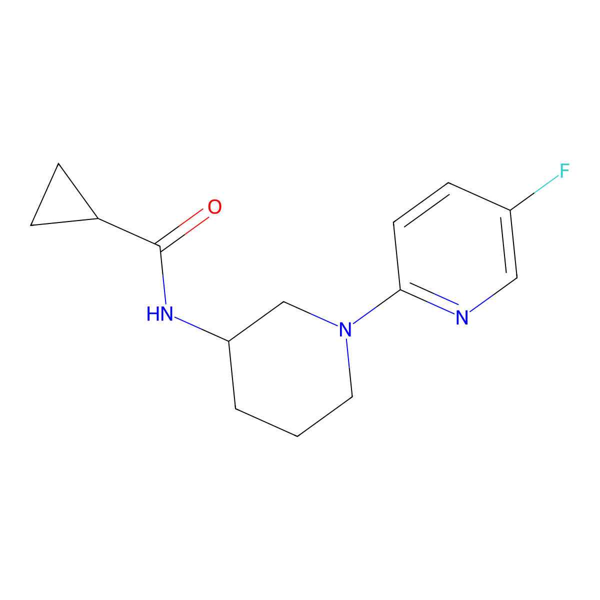 N-[1-(5-fluoropyridin-2-yl)piperidin-3-yl]cyclopropanecarboxamide molecular structure, CAS 2741911-58-8