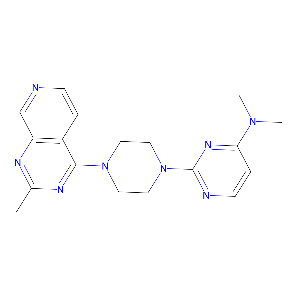 N,N-dimethyl-2-(4-{2-methylpyrido[3,4-d]pyrimidin-4-yl}piperazin-1-yl)pyrimidin-4-amine molecular structure, CAS 2741911-59-9
