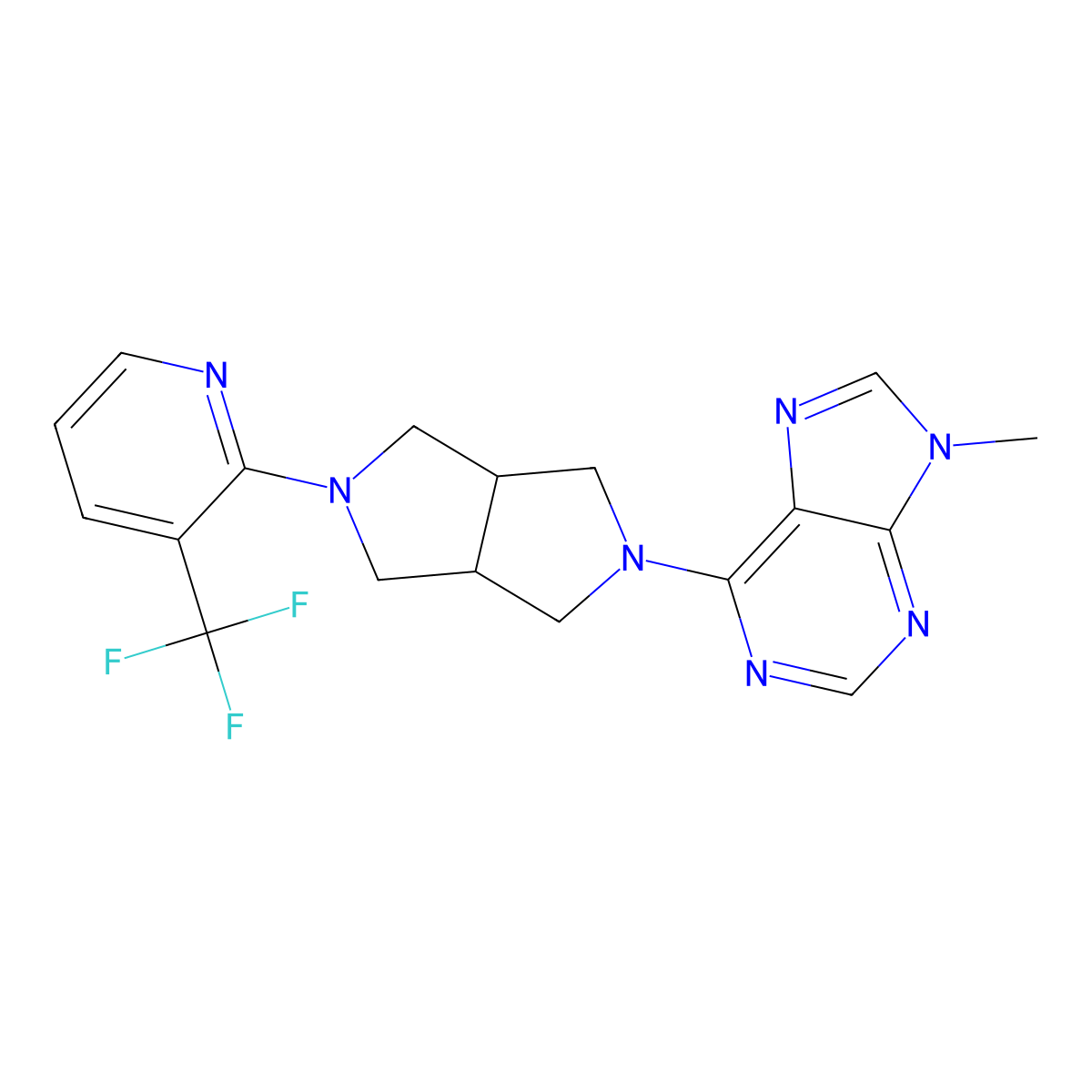 9-methyl-6-{5-[3-(trifluoromethyl)pyridin-2-yl]-octahydropyrrolo[3,4-c]pyrrol-2-yl}-9H-purine molecular structure, CAS 2741911-68-0