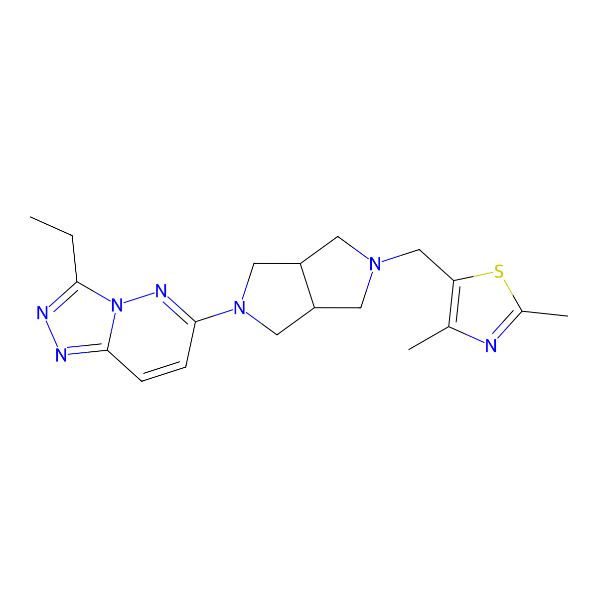 5-[(5-{3-Ethyl-[1,2,4]triazolo[4,3-b]pyridazin-6-yl}-octahydropyrrolo[3,4-c]pyrrol-2-yl)methyl]-2,4-dimethyl-1,3-thiazole molecular structure, CAS 2741911-71-5