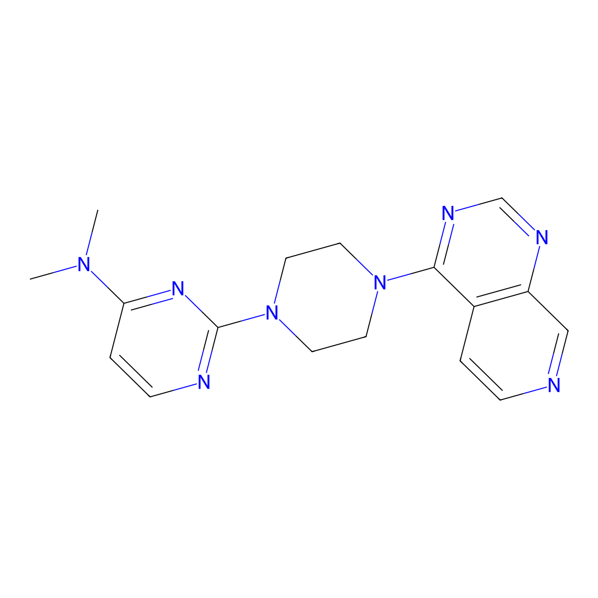 N,N-dimethyl-2-(4-{pyrido[3,4-d]pyrimidin-4-yl}piperazin-1-yl)pyrimidin-4-amine molecular structure, CAS 2741911-72-6