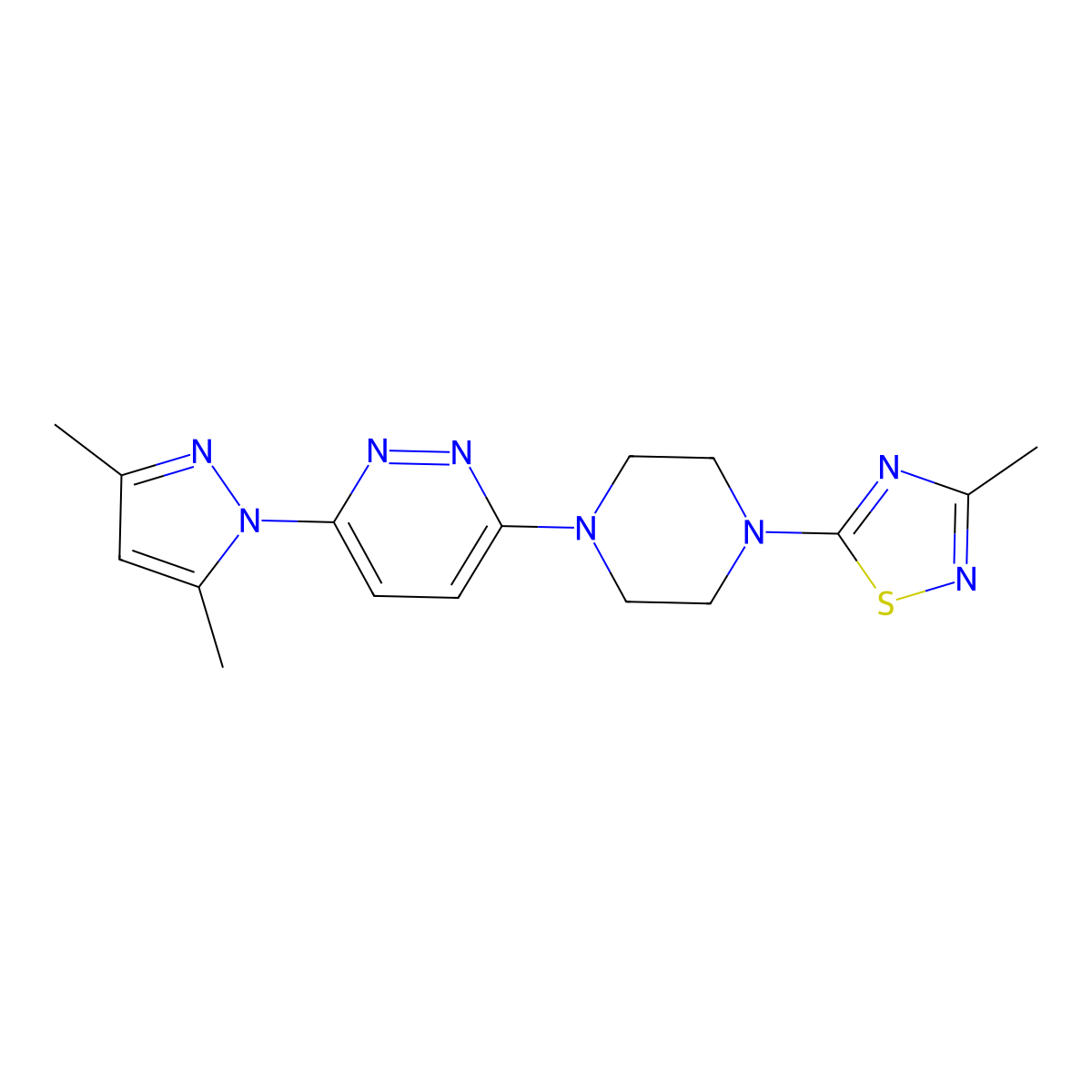 3-(3,5-dimethyl-1H-pyrazol-1-yl)-6-[4-(3-methyl-1,2,4-thiadiazol-5-yl)piperazin-1-yl]pyridazine molecular structure, CAS 2741911-83-9