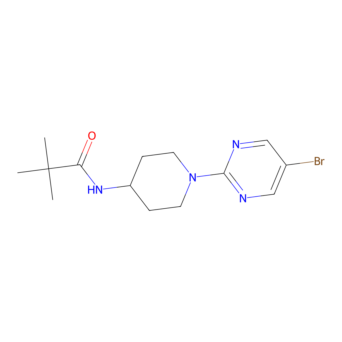 N-[1-(5-bromopyrimidin-2-yl)piperidin-4-yl]-2,2-dimethylpropanamide molecular structure, CAS 2741911-88-4