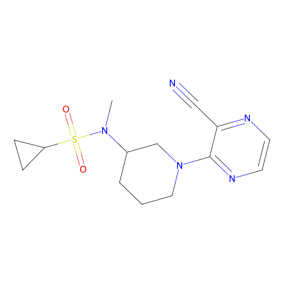 N-[1-(3-cyanopyrazin-2-yl)piperidin-3-yl]-N-methylcyclopropanesulfonamide molecular structure, CAS 2741911-89-5