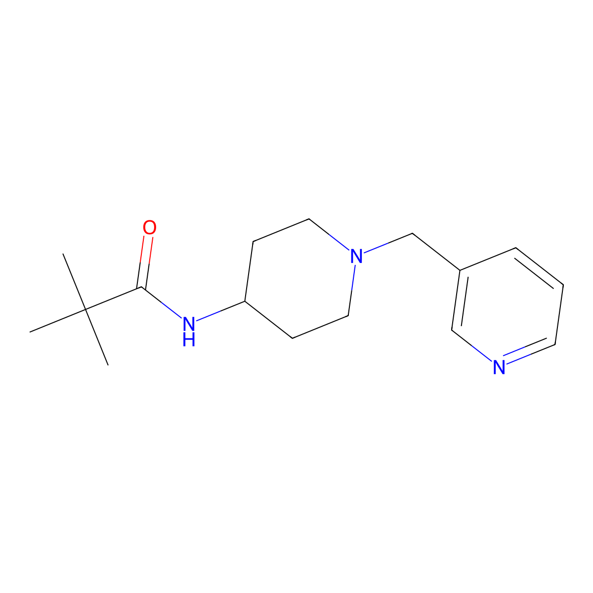 2,2-dimethyl-N-{1-[(pyridin-3-yl)methyl]piperidin-4-yl}propanamide molecular structure, CAS 2741911-90-8