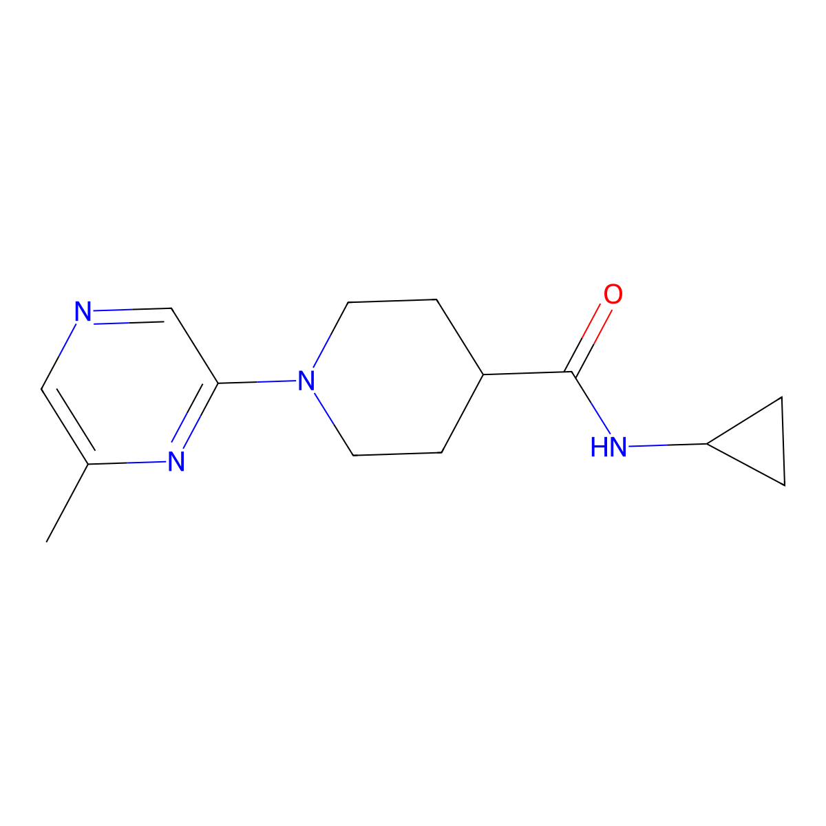 N-cyclopropyl-1-(6-methylpyrazin-2-yl)piperidine-4-carboxamide molecular structure, CAS 2741911-92-0