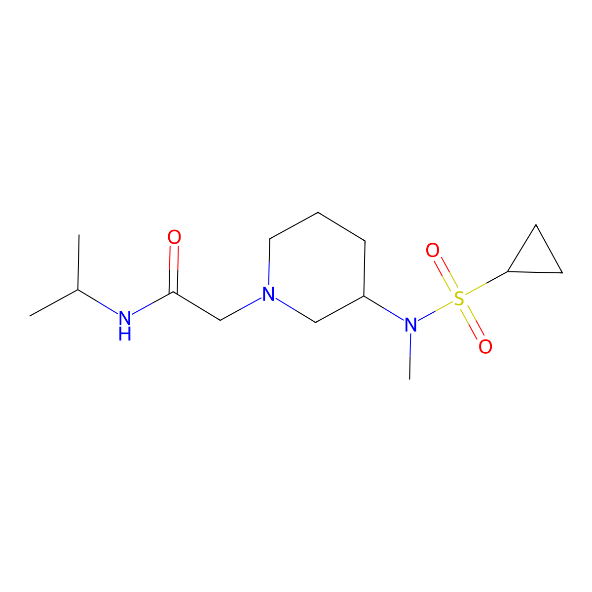 2-[3-(N-methylcyclopropanesulfonamido)piperidin-1-yl]-N-(propan-2-yl)acetamide molecular structure, CAS 2741911-93-1
