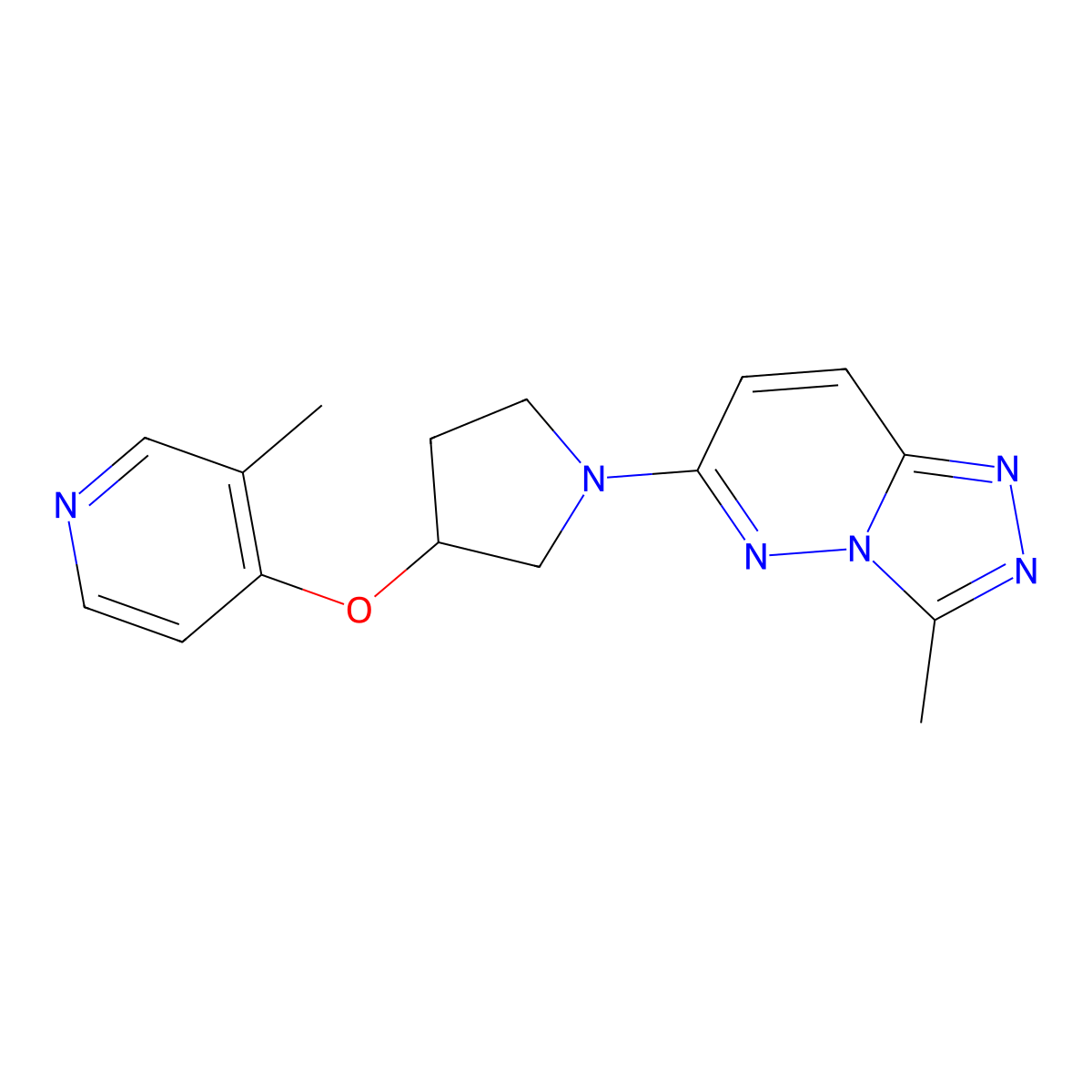 3-Methyl-4-[(1-{3-methyl-[1,2,4]triazolo[4,3-b]pyridazin-6-yl}pyrrolidin-3-yl)oxy]pyridine molecular structure, CAS 2741911-96-4