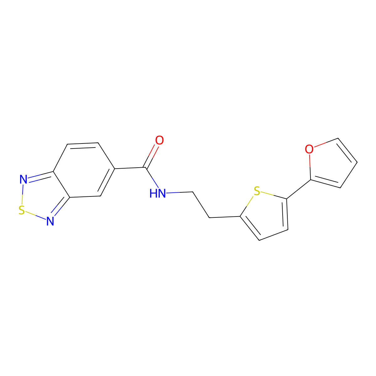 N-{2-[5-(furan-2-yl)thiophen-2-yl]ethyl}-2,1,3-benzothiadiazole-5-carboxamide molecular structure, CAS 2741912-67-2