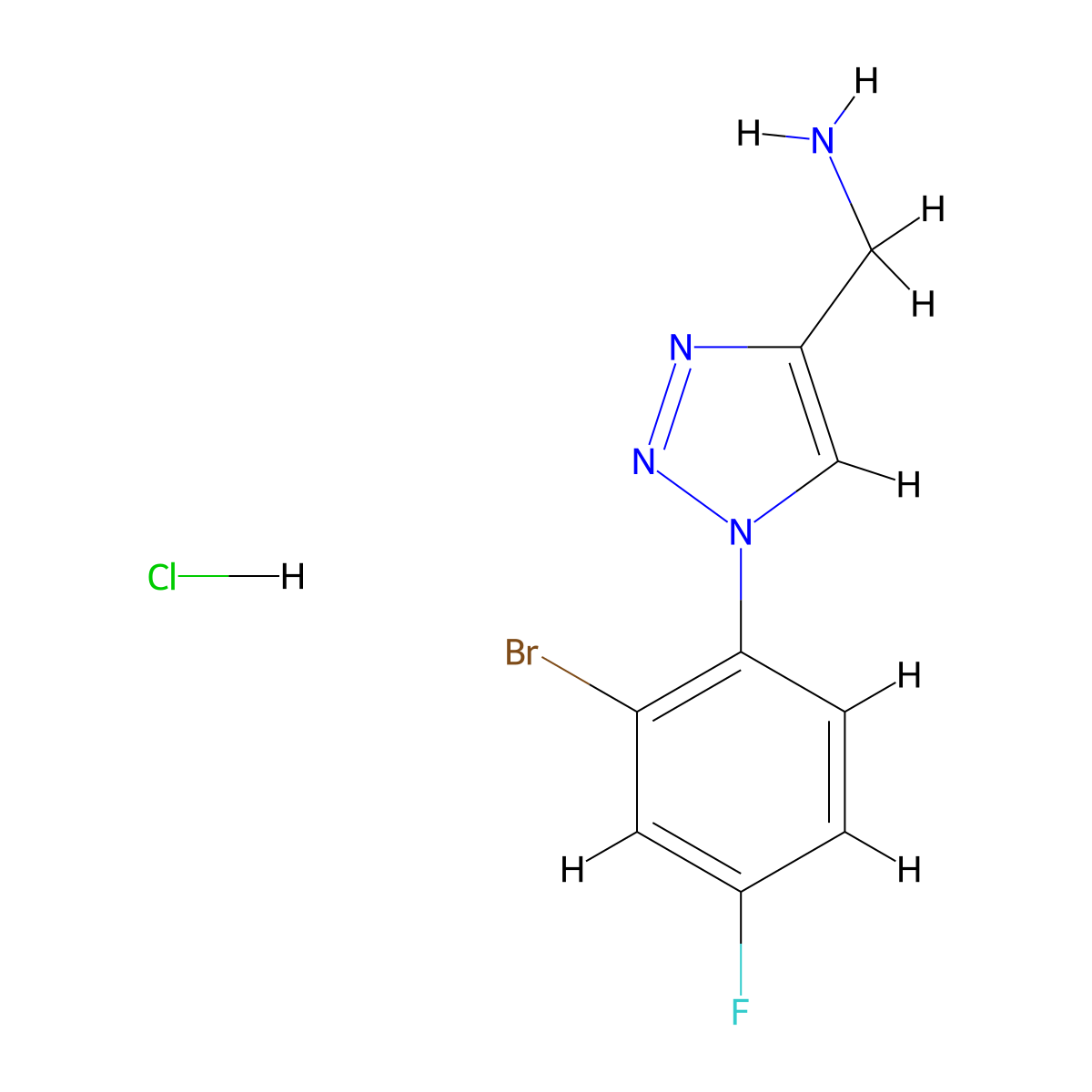 [1-(2-bromo-4-fluorophenyl)-1H-1,2,3-triazol-4-yl]methanamine hydrochloride molecular structure, CAS 2741912-72-9