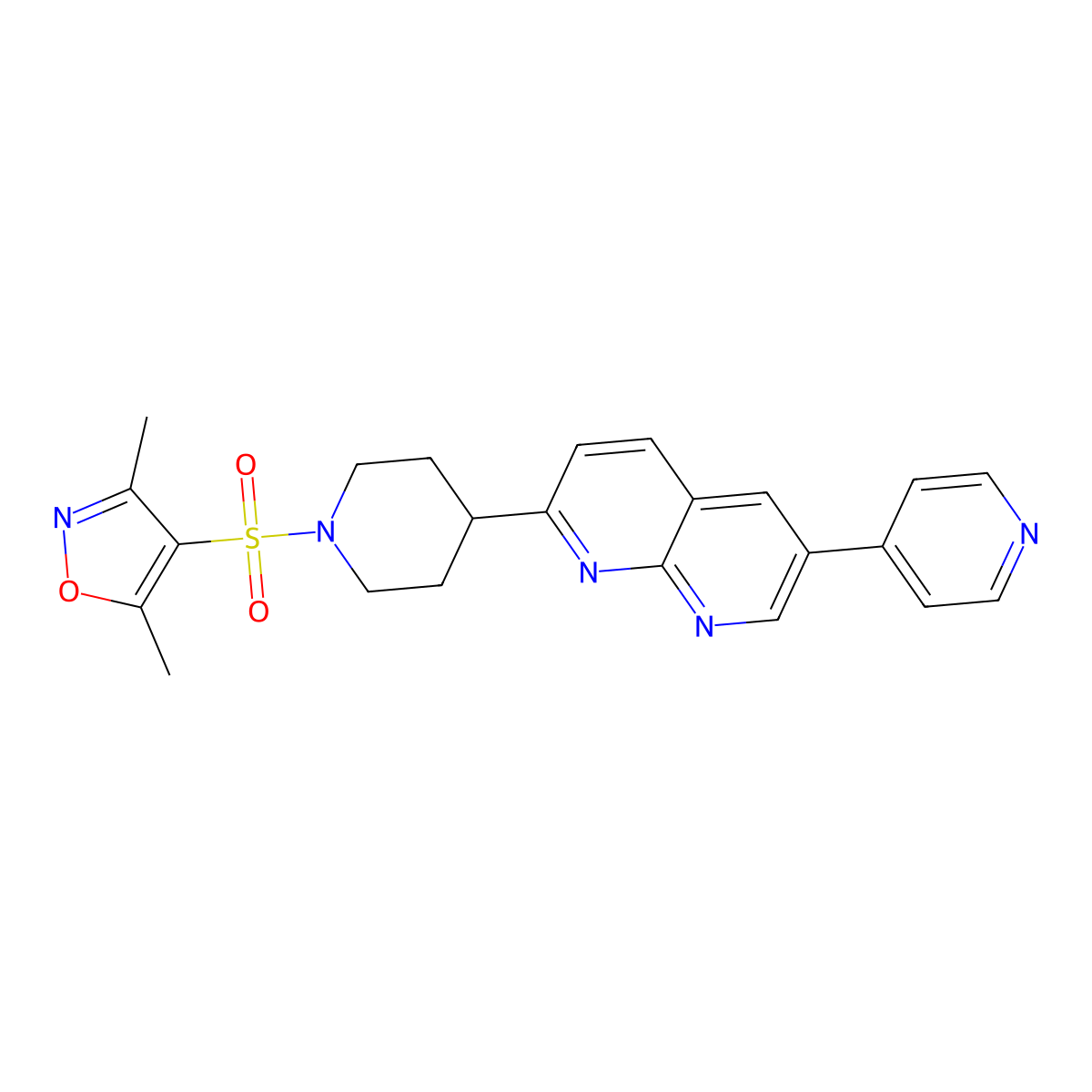 2-{1-[(3,5-Dimethyl-1,2-oxazol-4-yl)sulfonyl]piperidin-4-yl}-6-(pyridin-4-yl)-1,8-naphthyridine molecular structure, CAS 2741912-73-0