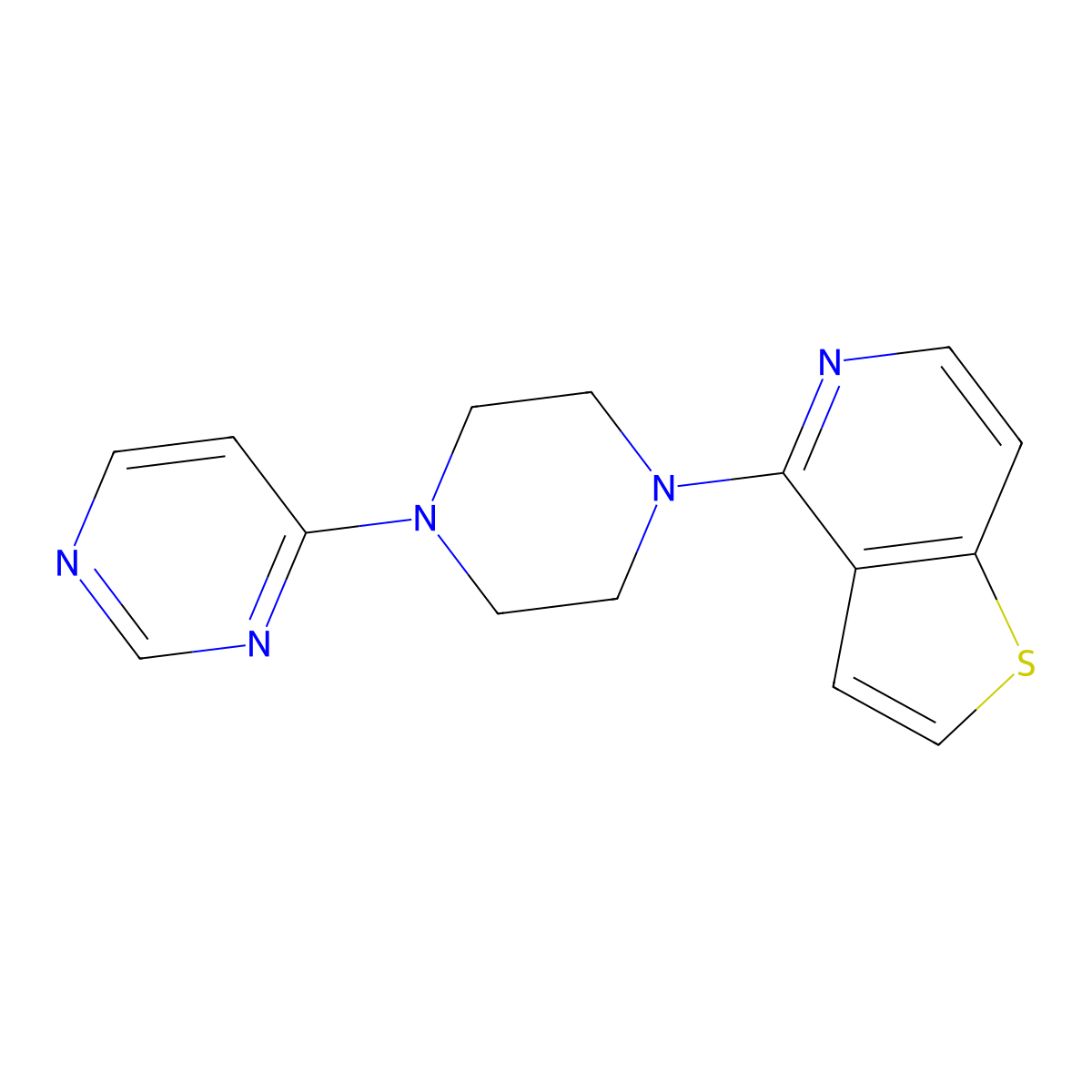 4-(4-{Thieno[3,2-c]pyridin-4-yl}piperazin-1-yl)pyrimidine molecular structure, CAS 2741912-76-3