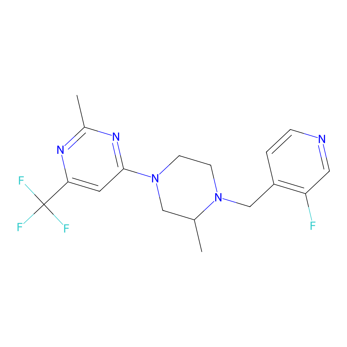 4-{4-[(3-Fluoropyridin-4-yl)methyl]-3-methylpiperazin-1-yl}-2-methyl-6-(trifluoromethyl)pyrimidine molecular structure, CAS 2741912-77-4