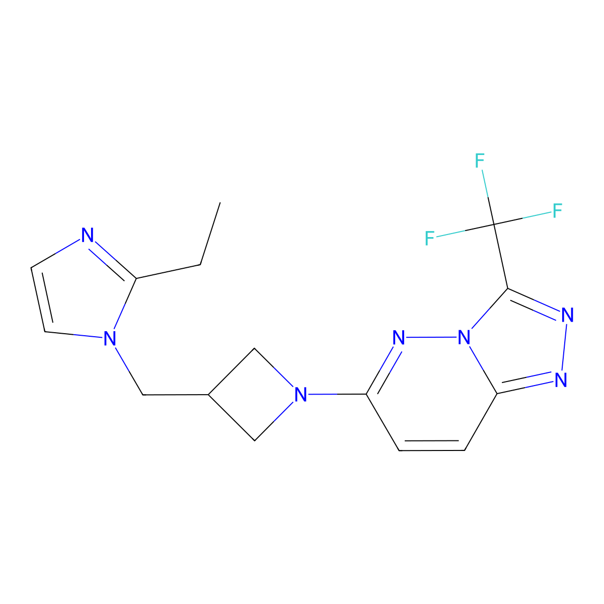 2-ethyl-1-({1-[3-(trifluoromethyl)-[1,2,4]triazolo[4,3-b]pyridazin-6-yl]azetidin-3-yl}methyl)-1H-imidazole molecular structure, CAS 2741912-80-9
