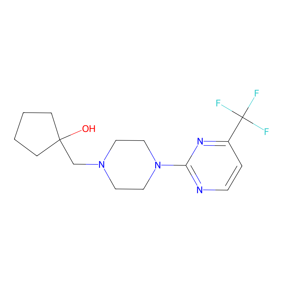 1-({4-[4-(Trifluoromethyl)pyrimidin-2-yl]piperazin-1-yl}methyl)cyclopentan-1-ol molecular structure, CAS 2741912-84-3